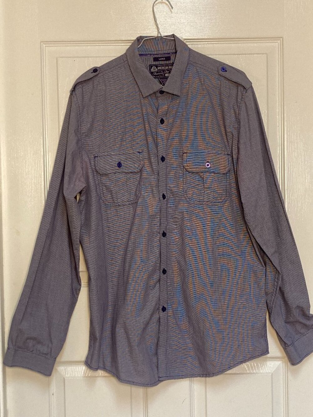Men's dress shirt by American Rag purple sze slim fit Large